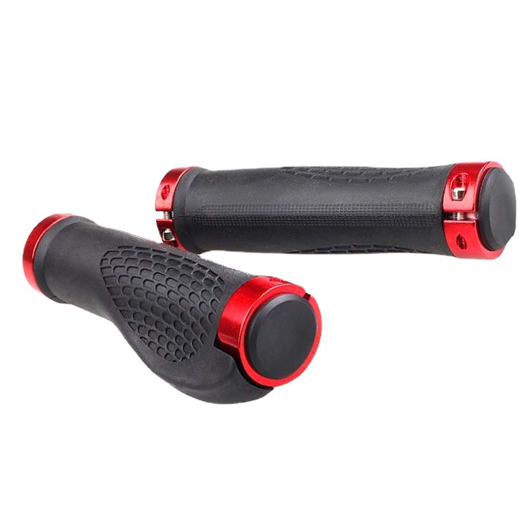 Ergonomic rubber locking bicycle handle grip aluminum alloy small pair handle Horn set non-slip Silk spot