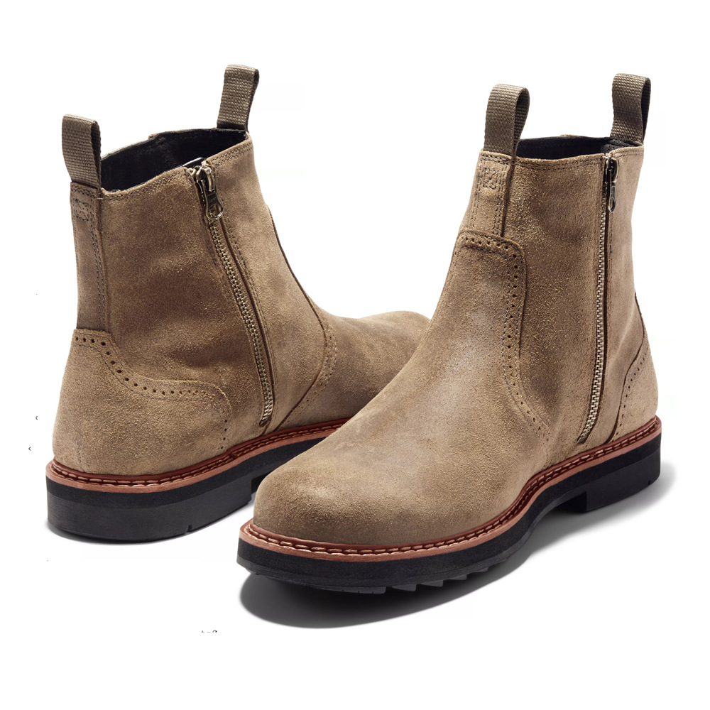 HPIOPL Cross-border Wear-resistant Vegetable Tanning Handmade Scrub Foot High-top Men's Boots Casual Black Chelsea Boots