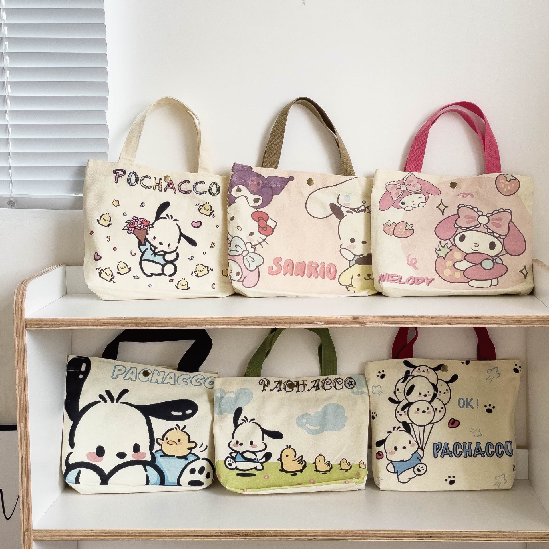 Japanese cartoon cute hand canvas bag student mini hand bag canvas bag custom logo niche design