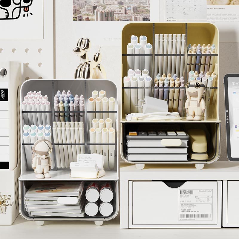 Oblique Pen Holder Student Writing Desk Stationery Storage Box Large Capacity Office Desktop Sundries Storage Rack