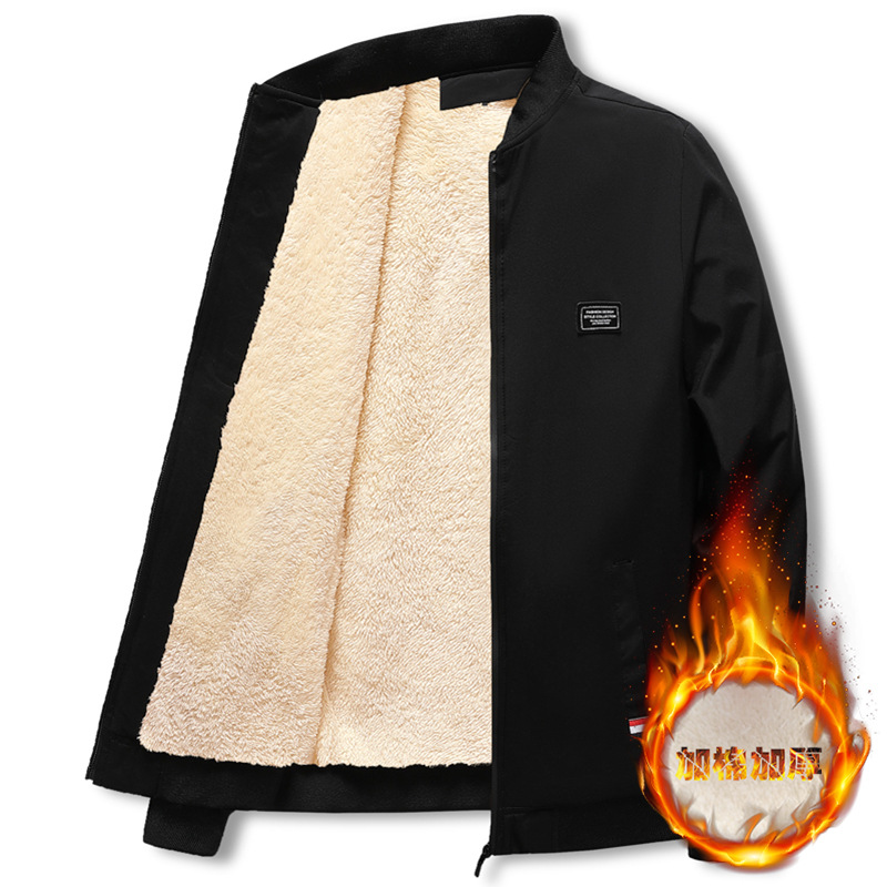 Foreign trade Men's fleece-lined thickened jacket coat 2023 autumn and winter fashion casual small square coat men