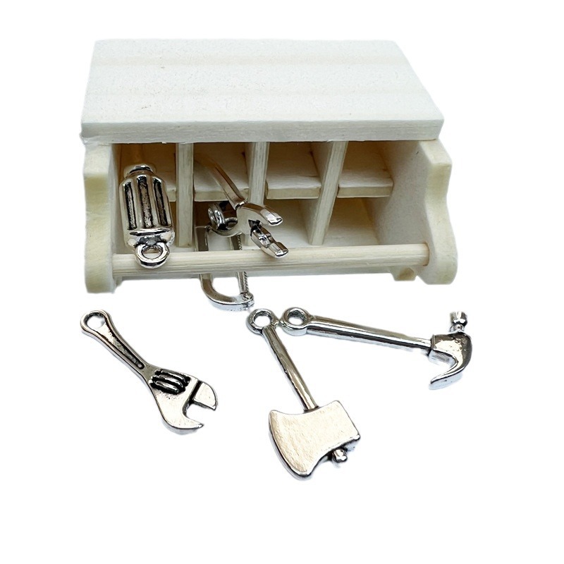 1:12 Doll House dollhouse Mini Model Miniature Scene Wooden Toolbox Axe Scissors suit