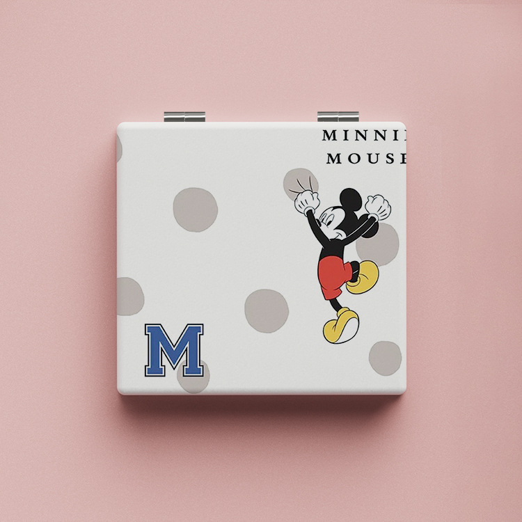 Cute strawberry bear Mickey Mouse small mirror portable mirror folding makeup mirror student dormitory desktop makeup mirror