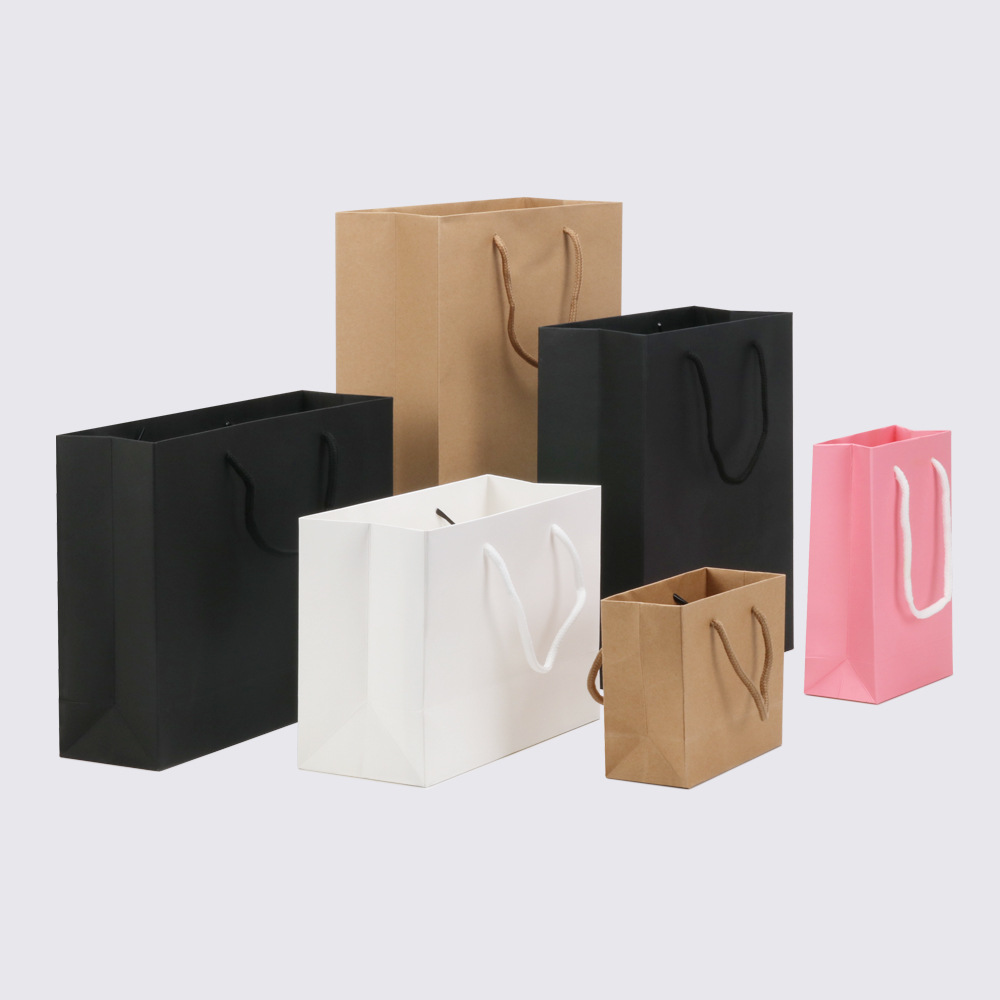 In stock Kraft paper bag solid color gift bag shopping packaging bag clothing handbag advertising bag printing logo