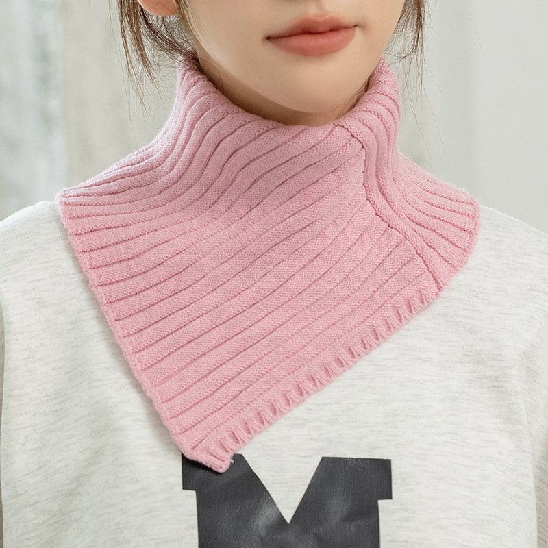 Autumn and winter wool collar women's cervical neck protection scarf thickened warm knitted scarf triangle scarf fashion pullover fake collar