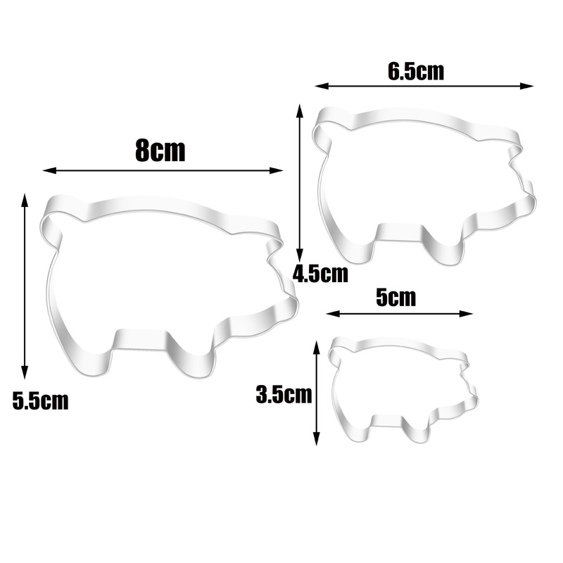 ステンレス鋼の豚の形のクッキーカッターセット 3 個フリップシュガー DIY ツールキットビスケット型キッチン日常使用|undefined