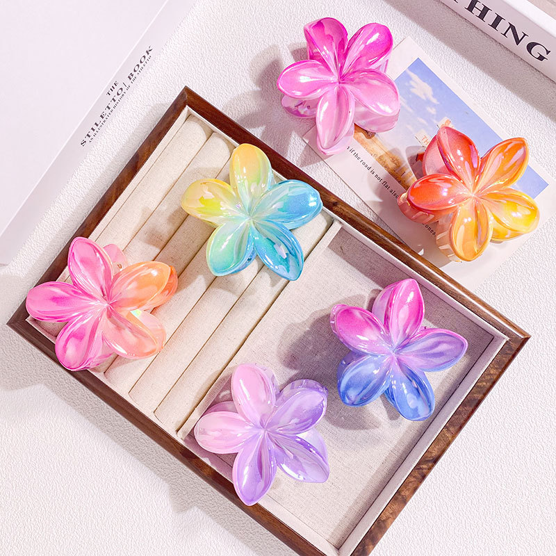 High-end Electroplated AB Color Plumeria Hairpin for Women Hawaiian Holiday Style Grabber Contrasting Color Bauhinia Hair Accessories Summer