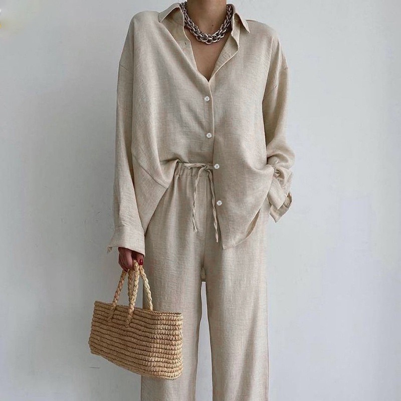 2023 AliExpress Summer New European and American Women's Temperament Commuting Wrinkled Loose Shirt Fashion Leisure suit Home