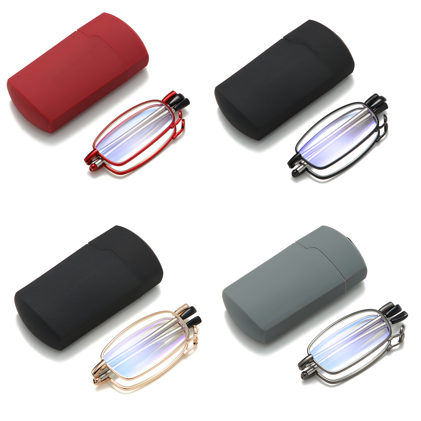 New Upgraded Small Lightweight Portable Stainless Steel Lighter Box Telescopic Antenna Metal Folding Reading Glasses Wholesale