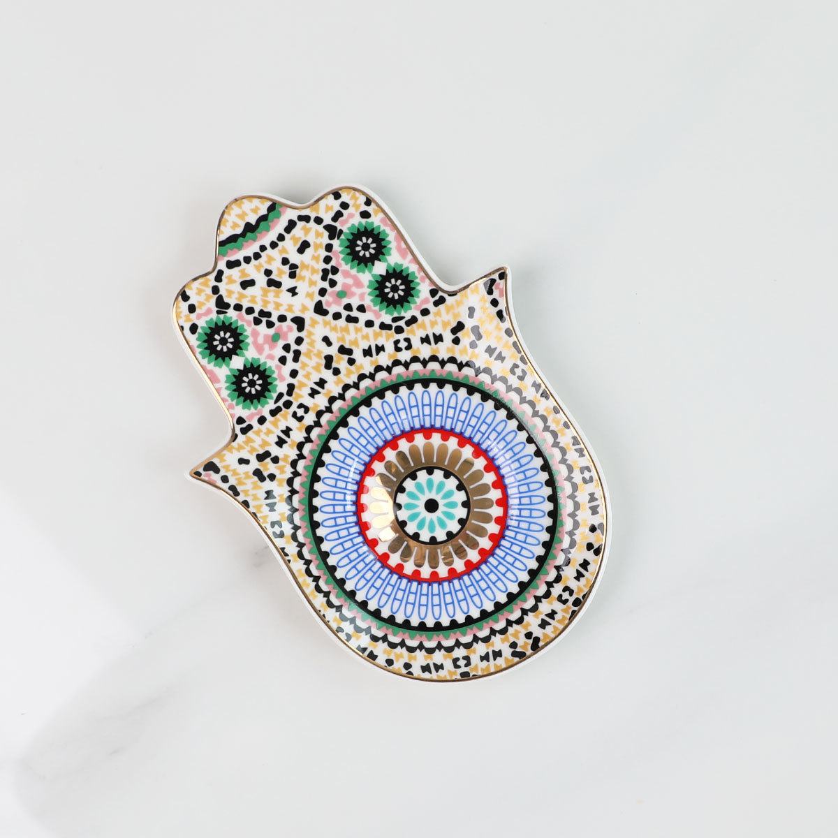 Devil's Eye Jewelry Tray Tea Cup Coaster Ceramic Jewelry Dish Nordic Bergamot Palm Tray Ornaments