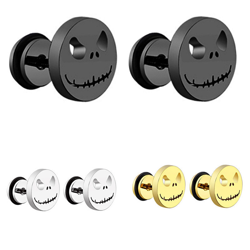 Factory Direct European and American fashion earrings stainless steel skull stud earrings skull ear buckle trendy men's earrings