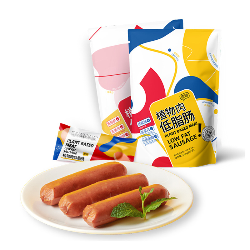 Qishan vegetarian high protein low fat sausage fitness spicy original snacks instant vegetable meat supermarket wholesale