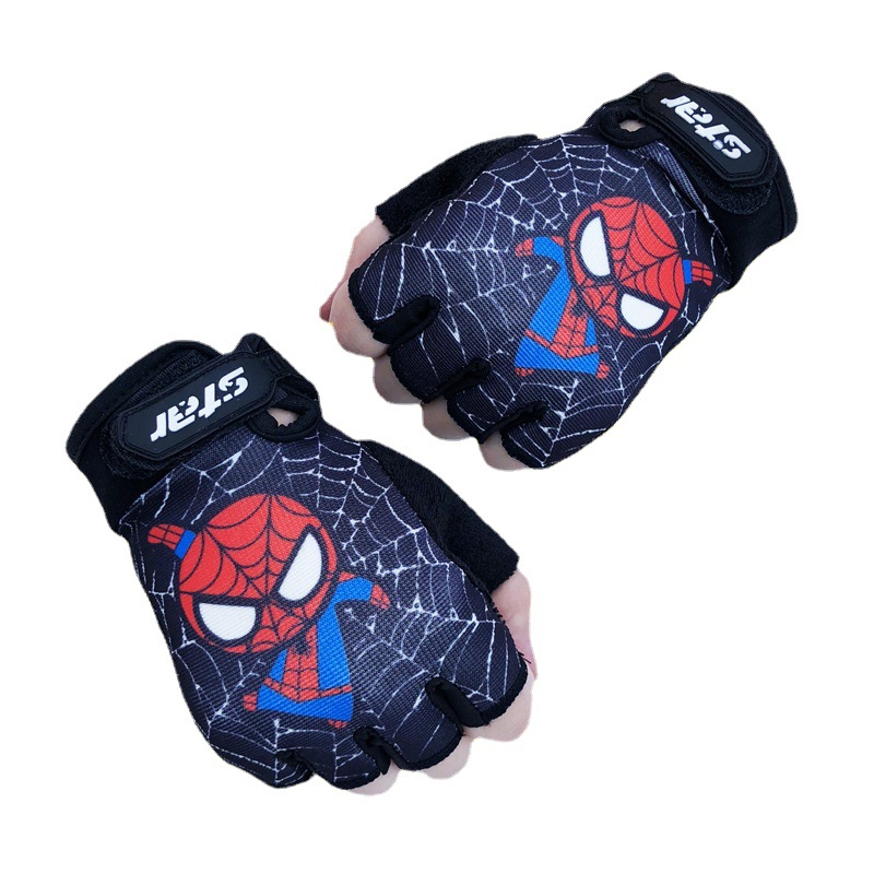 A generation of men's and women's children's half-finger cartoon cycling Spider-Man sports fitness protection children's gloves