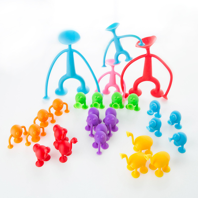 Cross-border hot selling variety suction sticky sticky children's educational toys creative assembling sucker darts soft building blocks