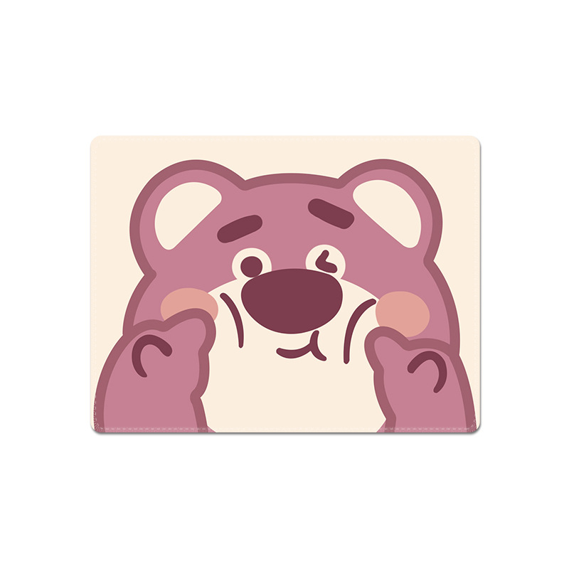 Strawberry Bear Mouse Pad Small Portable Pink Cute Internet Celebrity Cartoon Computer Keyboard Office Home Desk Pad