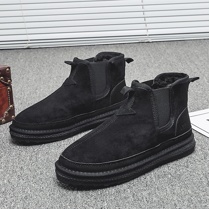 2022 Winter new sleeve snow boots men's velvet non-slip warm cotton shoes men's high Martin boots short boots tide - ShopShipShake