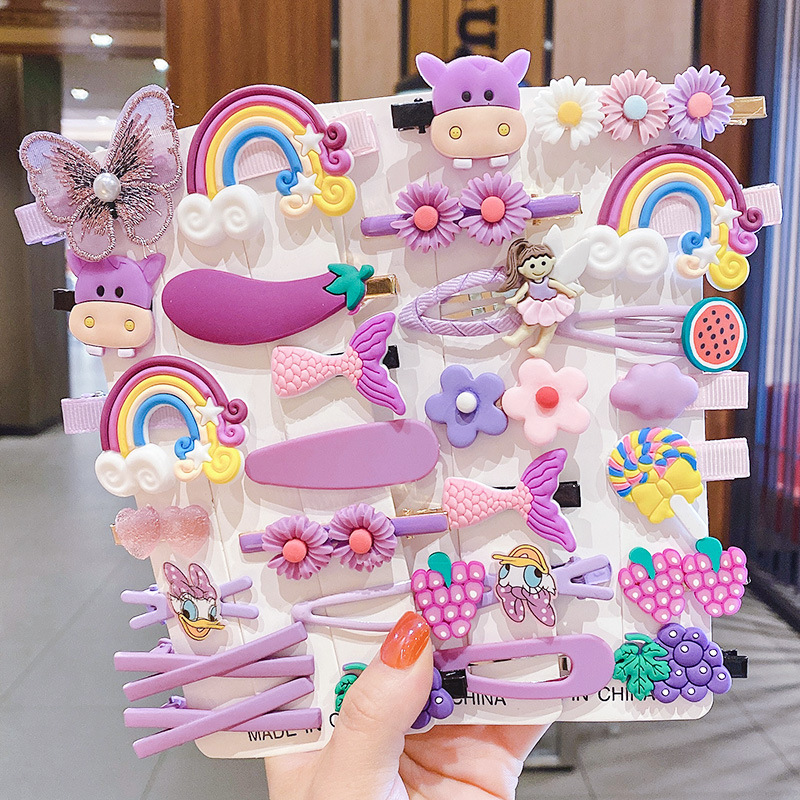 Korean style children's hairpin cartoon hair accessories suit cute hairpin handmade dopamine girls' headdress wholesale free shipping