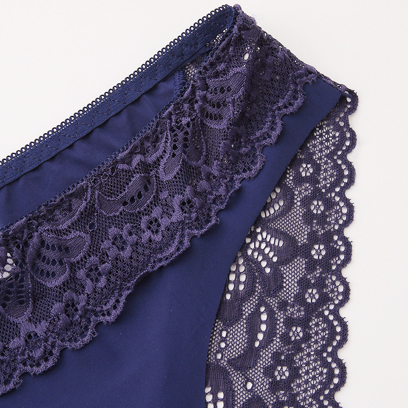 Cross-border popular stitching lace underwear Women's Ice Silk comfortable breathable women's briefs French romantic girl's pants
