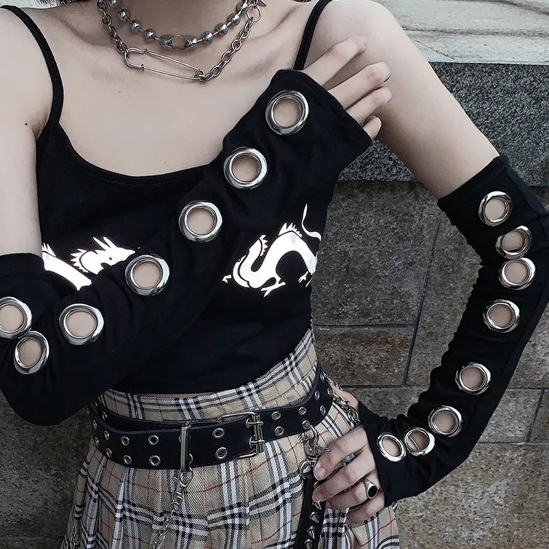 Cross-border Explosions Hand Sleeve Big Eyelet Hollow Arm Cover Internet Celebrant Personality Ring Street Trendy Cuff Cover Diablo Punk