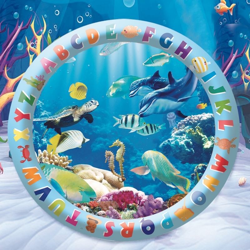 Cross-border hot sale infant inflatable racket water pad environmental protection PVC ocean world round racket pad in stock wholesale