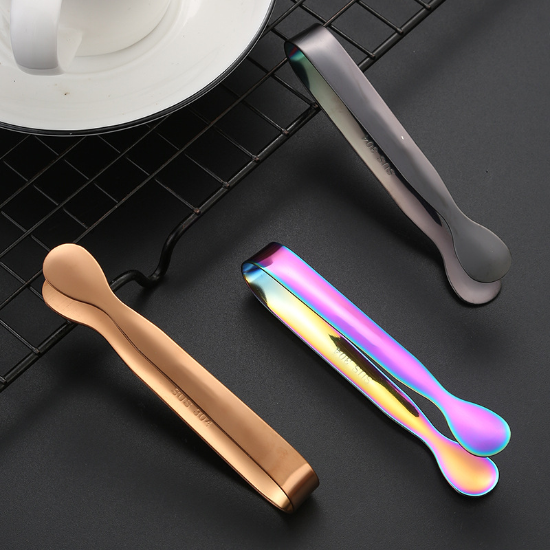 304 stainless steel ice clip thickened no Burr food clip sugar clip household ice clip LOGO