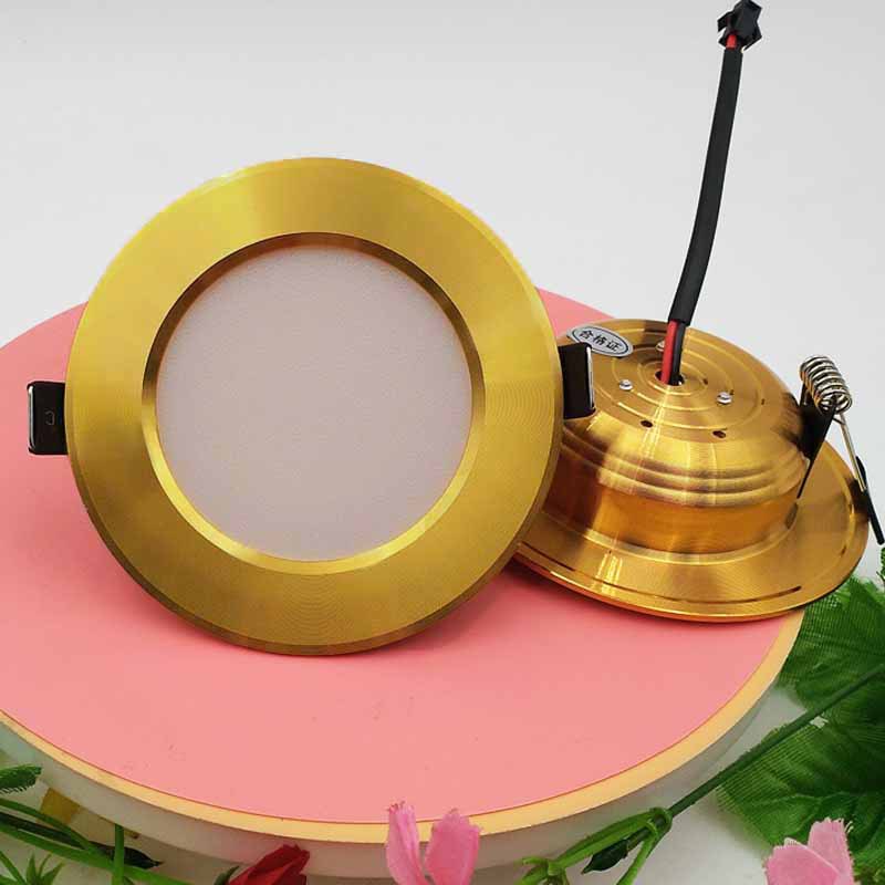 Golden led Downlight 3w5w embedded spotlight three-color dimming ceiling lamp opening 7 8 9 10 12cm hole lamp