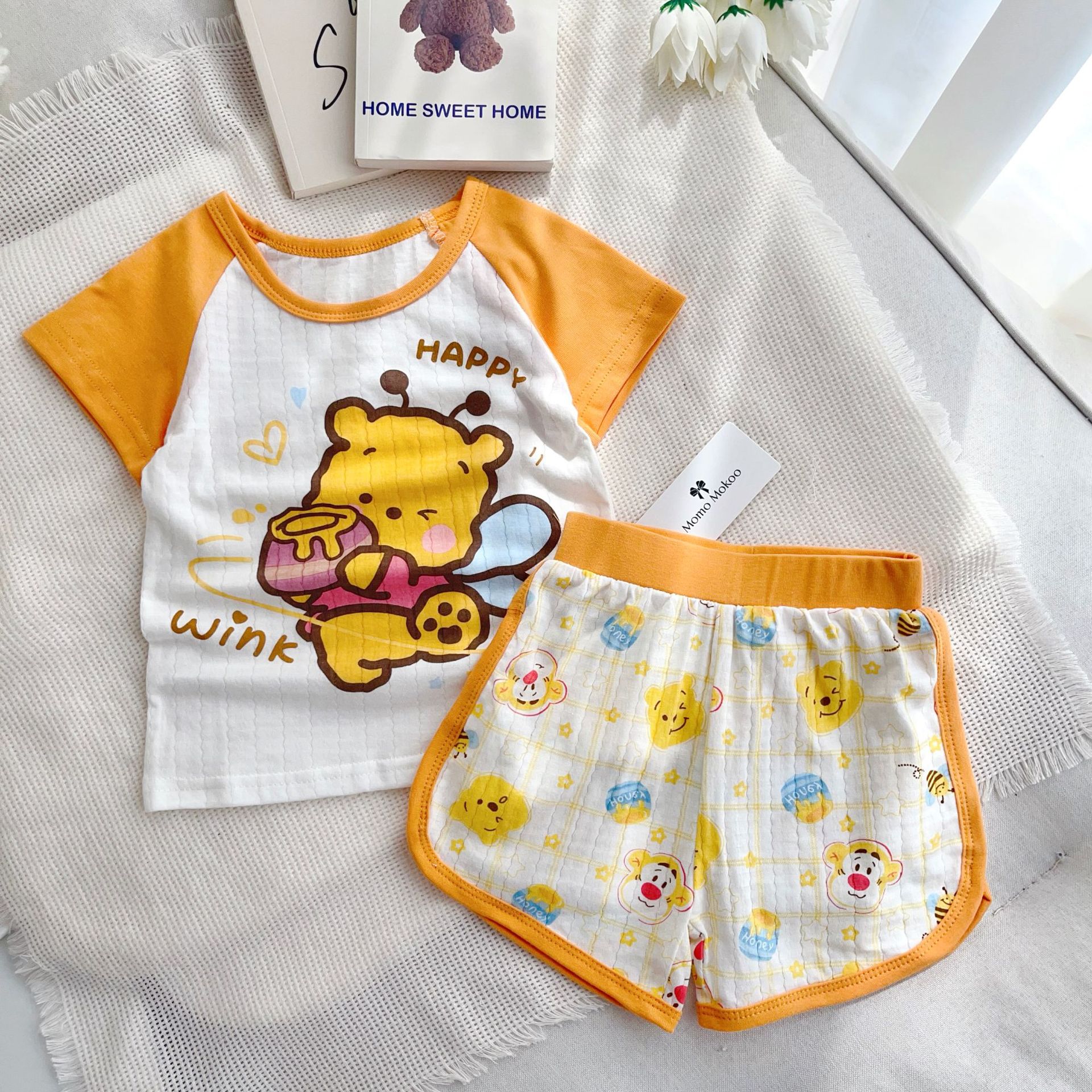 23 children's clothing new [breathing Cotton] summer children's short sleeve suit cartoon casual shorts sports kindergarten