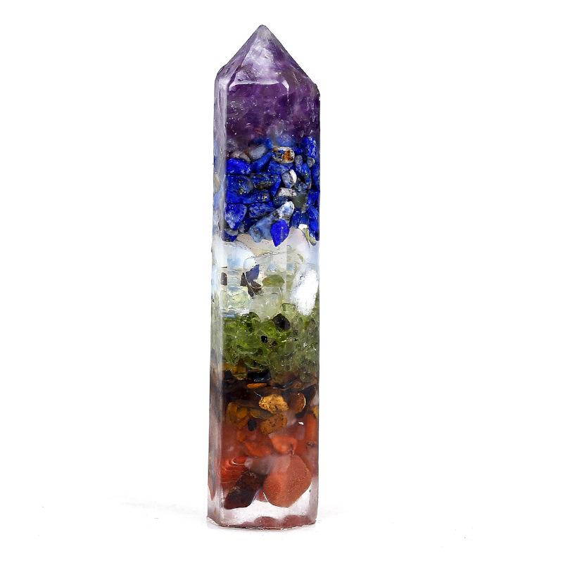 Natural crystal column hexagonal prism gravel amethyst Tiger Eye stone decoration Chakla home office decoration popular