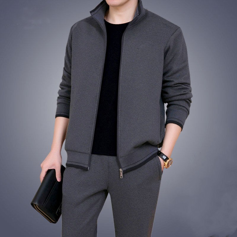 Factory direct spring, autumn and winter middle-aged and elderly men's leisure suit two-piece sweater suit casual outfit dad outfit