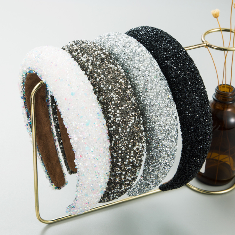 Heming new style headband European and American fashion light luxury full diamond pearl headband women's Korean-style elegant face wash headdress wholesale