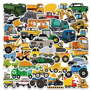 50 cartoon Truck engineering vehicle graffiti stickers decorative luggage notebook waterproof children's toy stickers