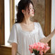 Short-Sleeved Nightgown Women's Summer Cotton Palace Style Elegant Lace Princess Pajamas Loose Large Size Soft Outwear Home Clothes
