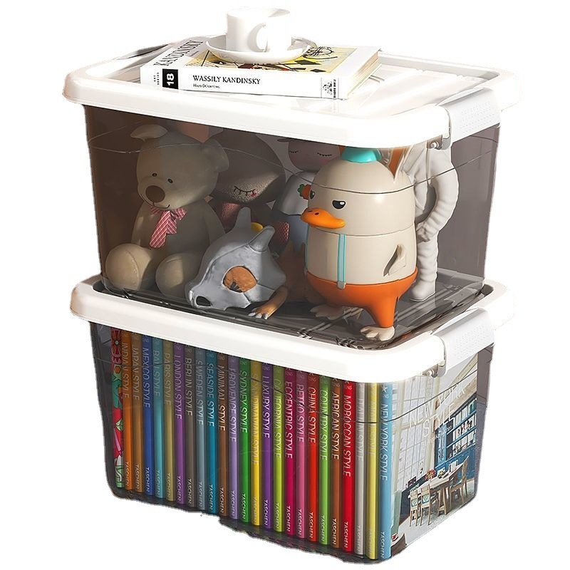 Transparent Storage Box Plastic Classroom Student Book Storage Box Desktop Storage Box Toy Clothes Storage Box Car
