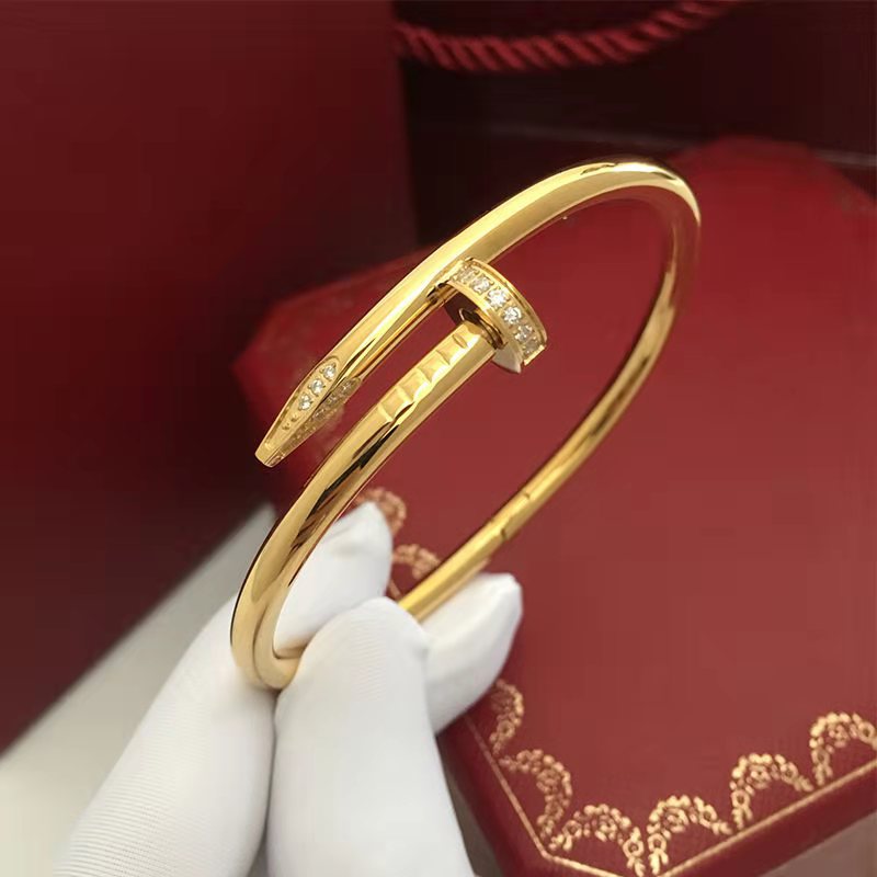 European and American hot sale simple personality men and women fashion nail bracelet cross 18K Gold Open couple bracelet factory direct sales