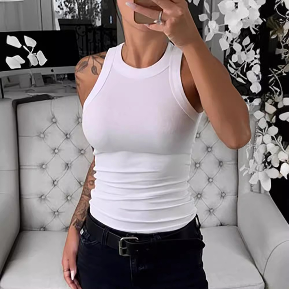 European and American foreign trade women's wish Amazon new summer solid color sleeveless slim top small vest women
