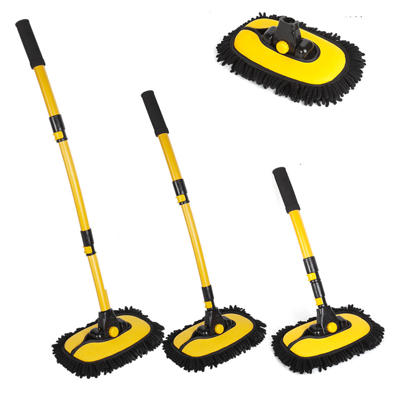 Car wash mop chenille soft hair cleaning brush car cleaning tool retractable aluminum alloy curved rod car wash brush