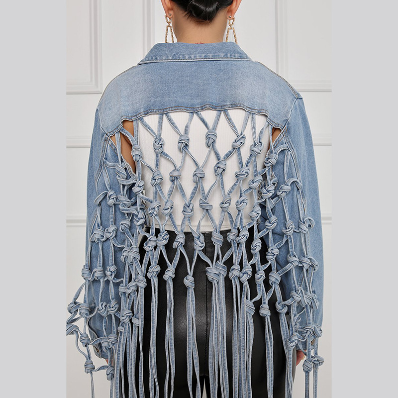 Cross-border Hot Selling Loose Denim Jacket Women's 2023 New European and American Style Fashion Lapel Fashionable Woven Denim Jacket