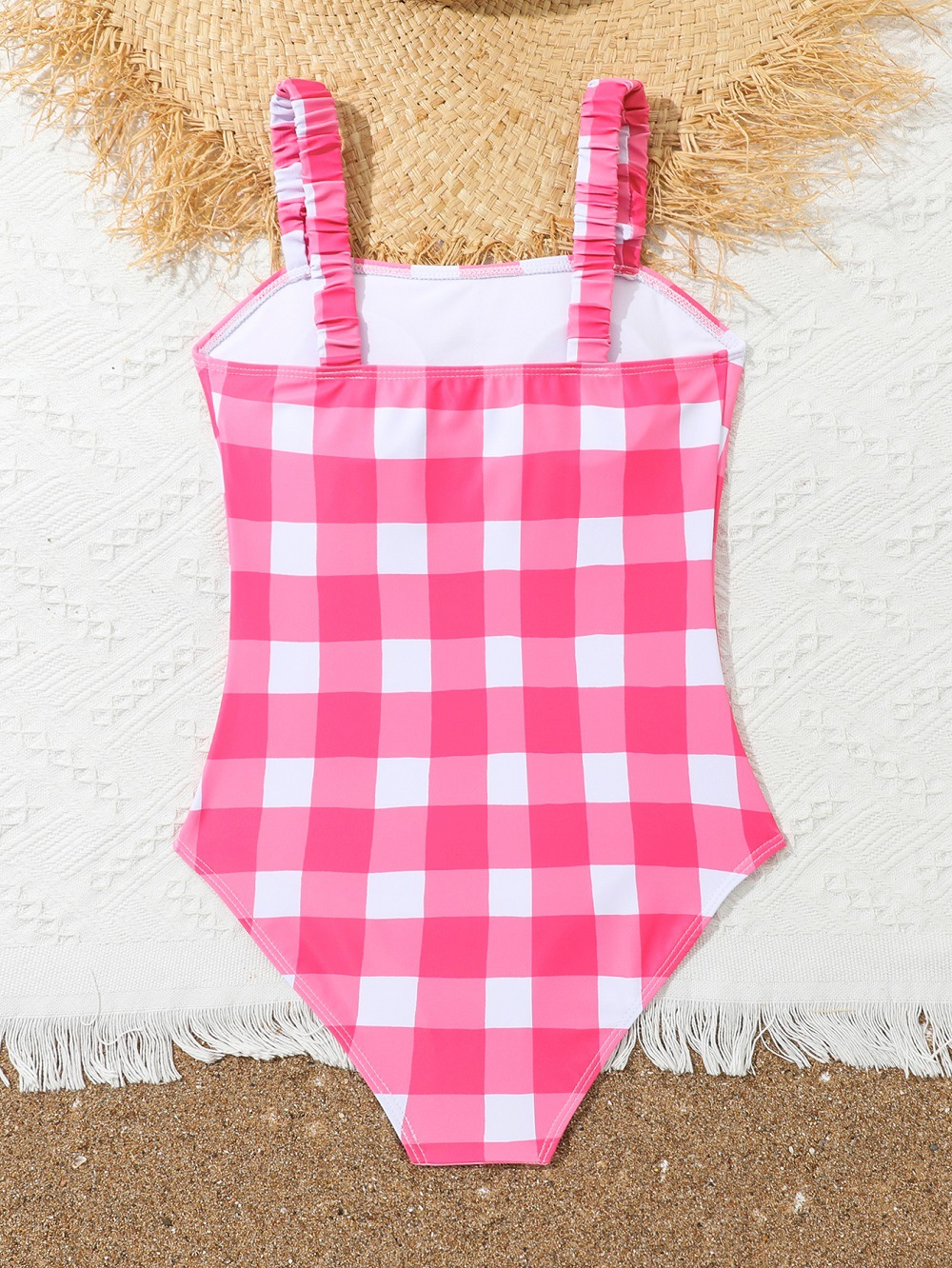 Europe and the United States 2024 new children's swimsuit one-piece plaid professional girls swimwear Amazon bikini in stock wholesale