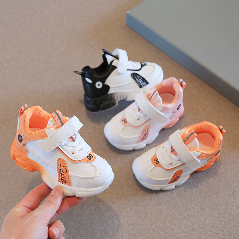 Children's sports shoes 2024 spring boys and girls small white shoes leather soft bottom baby baby toddler shoes a generation of hair