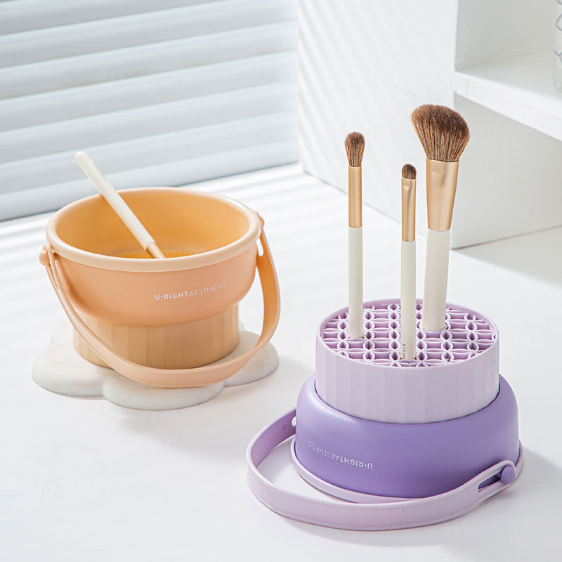 Makeup Brush Cleaning Box Silicone Beauty Makeup Egg Cleaning Artifact Set Beauty Makeup Washing Bowl Storage Box Powder Puff Drying Rack