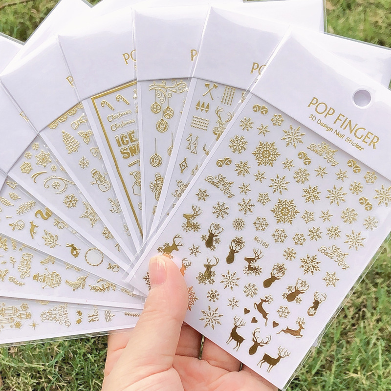 Snowflake nail stickers winter Christmas manicure new golden snowflake nail stickers Me180-197 gold