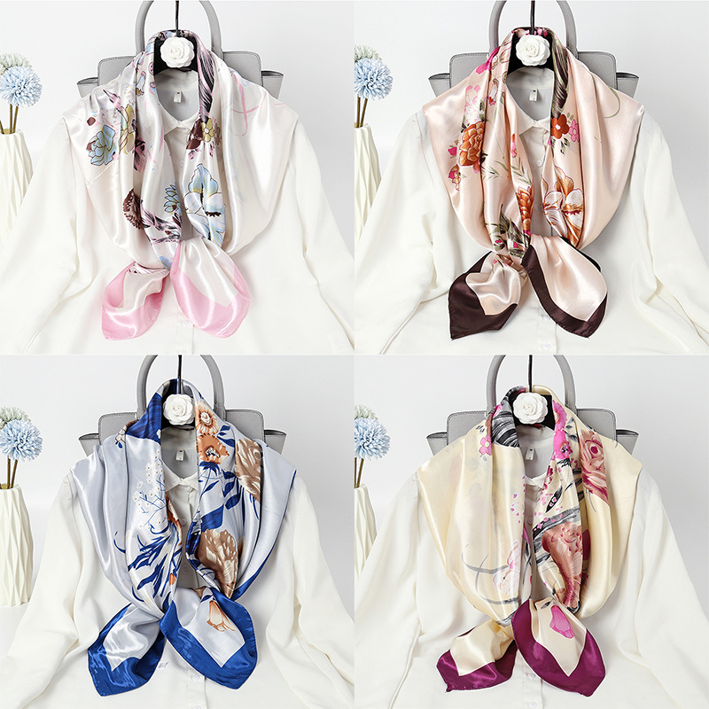2023 New Long Scarf Wholesale Scarf Head Scarf Women's Printed Village Autumn Decorative Scarf 90 Square Scarf