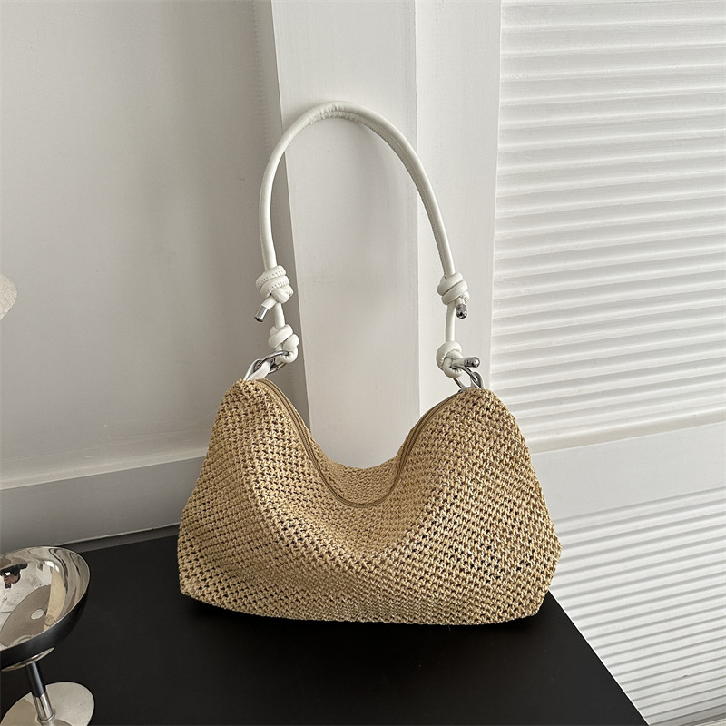 Hand-Woven Bag Women's 2023 New Arrival Trendy Fashionable Vintage Straw Tote Bag All-Match Large Capacity Shoulder Bag for Women