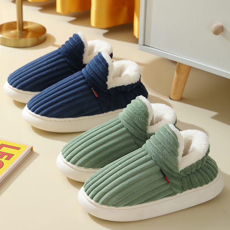 High-heeled Cotton Slippers Foreign Trade Cross-border Fleece-lined Home Non-slip Moon Shoes Indoor Warm Shoes Women's Cotton Shoes Men's