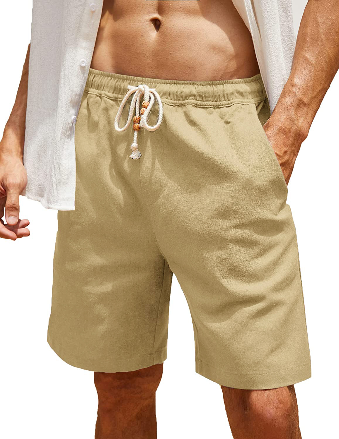2023 European and American Amazon ebay AliExpress men's shorts cotton and linen lace-up large size pocket casual pants shorts