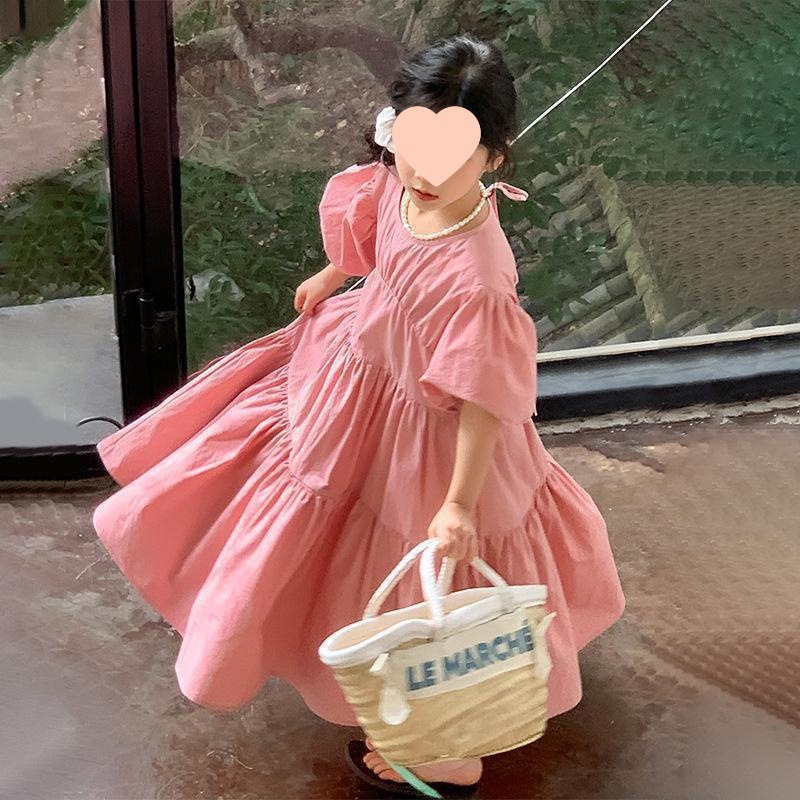 女童泡泡袖連衣裙夏裝2024新款兒童裙子短袖女孩甜美蓬蓬公主裙潮