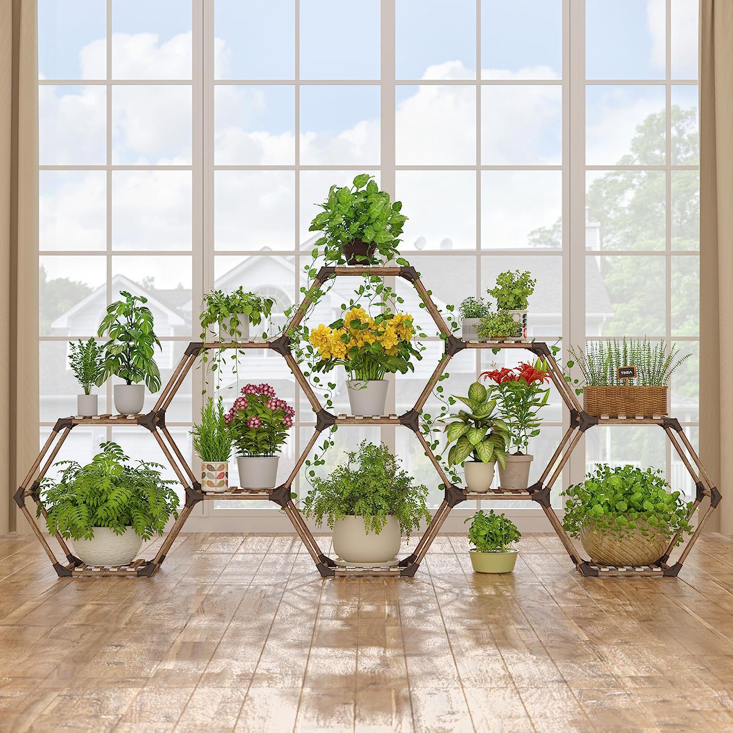 Balcony flower stand solid wood succulent multi-layer indoor flower stand multi-layer splicing flower stand storage living room floor-standing flower pot stand