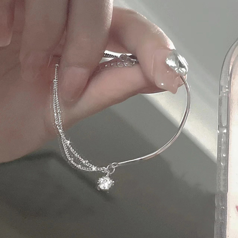 999純銀星星手鍊女雙層輕奢百搭小眾高級感ins風情人節禮物銀手鐲