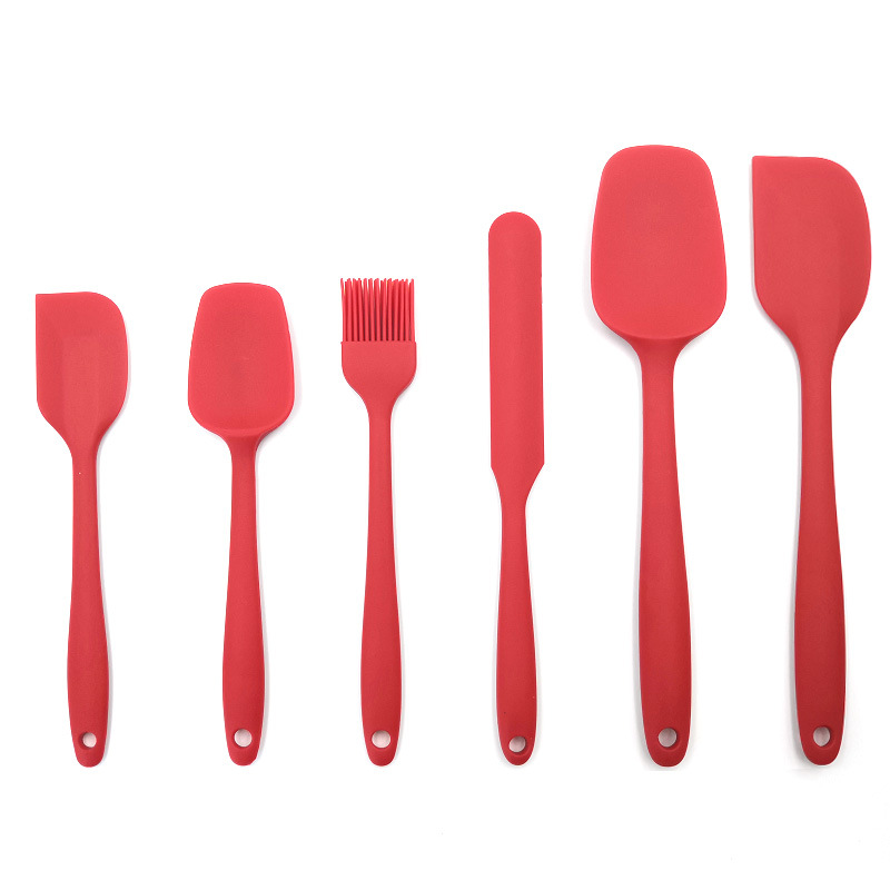 Food grade silicone scraper 6-piece set high temperature resistant stirring cream spatula baking tool spatula oil brush suit