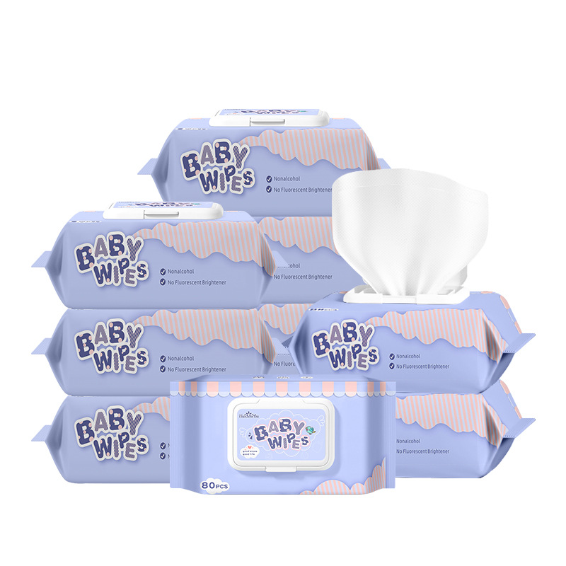 Cross-border baby wet wipes bag 80 pumping whole box wet wipes newborn baby children wet wipes factory wholesale